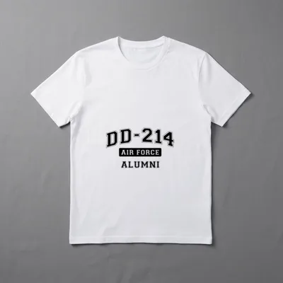 Air Force Veteran DD-214 T-Shirt – DD-214 in large letters with AIR FORCE label and ALUMNI text – Classic T-Shirt in Black