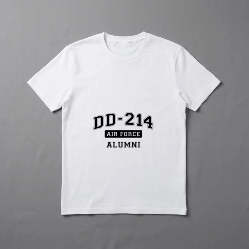 Air Force Veteran DD-214 T-Shirt – DD-214 in large letters with AIR FORCE label and ALUMNI text – Classic T-Shirt in Black