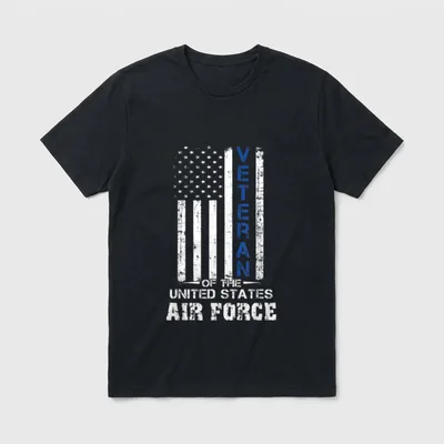 USAF Military Pride T-Shirt – Veteran of the United States Air Force text with flag – Classic T-Shirt in Black