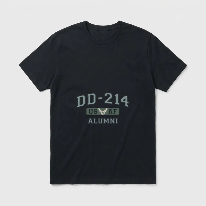 DD US Air Force T-Shirt – DD-214 with US AF insignia and ALUMNI text – Classic T-Shirt in Black