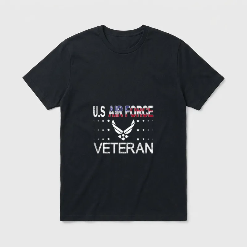 US Air Force Veterans Day T-Shirt – U.S AIR FORCE text with winged emblem and VETERAN – Classic T-Shirt in Black