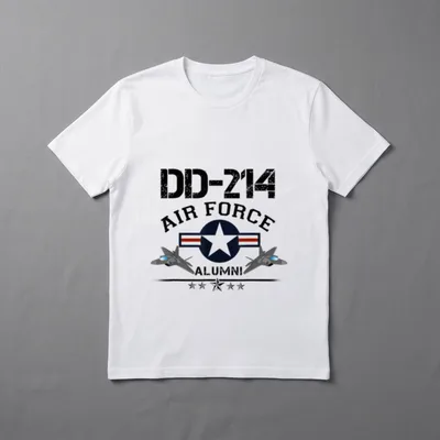 Air Force Alumni Military T-Shirt – DD-214 AIR FORCE ALUMNI with military roundel and fighter jets – Classic T-Shirt in Black