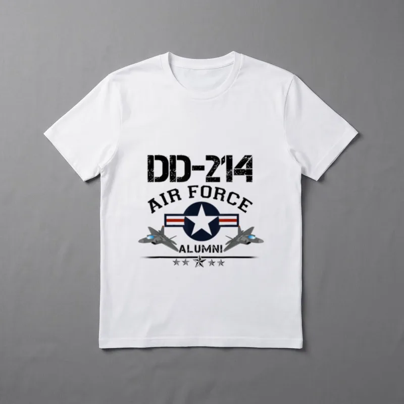 Air Force Alumni Military T-Shirt – DD-214 AIR FORCE ALUMNI with military roundel and fighter jets – Classic T-Shirt in Black