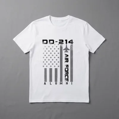 Air Force DD Alumni T-Shirt – DD-214 AIR FORCE ALUMNI text with geometric texture and star pattern – Classic T-Shirt in Black