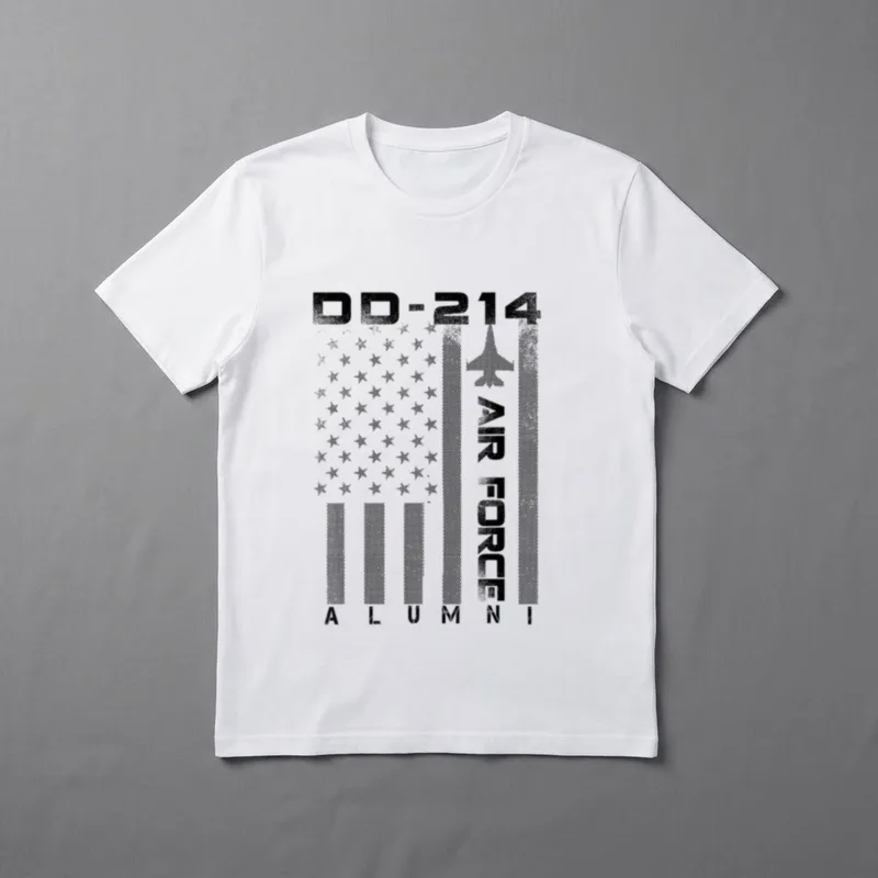 Air Force DD Alumni T-Shirt – DD-214 AIR FORCE ALUMNI text with geometric texture and star pattern – Classic T-Shirt in Black