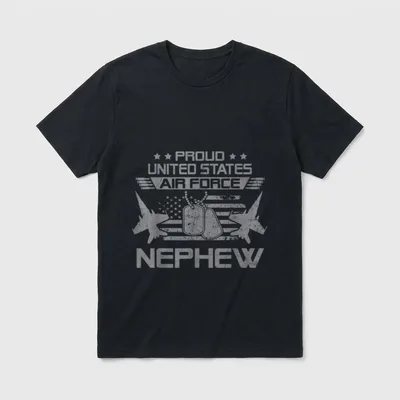 Proud US Air Force Nephew Flag T-Shirt – Classic T-Shirt in Black