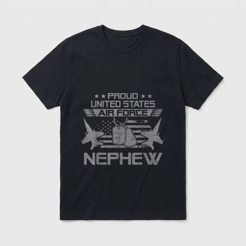 Proud US Air Force Nephew Flag T-Shirt – Classic T-Shirt in Black