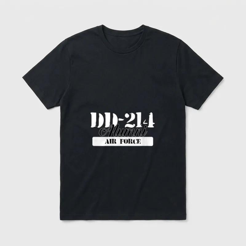 Air Force Veteran Woman T-Shirt – DD-214 Alumni text with Air Force banner – Classic T-Shirt in Black