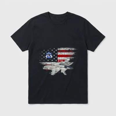 F-35 Air Force Veteran T-Shirt – Lightning II F-35 text with jet fighter and flag – Classic T-Shirt in Black