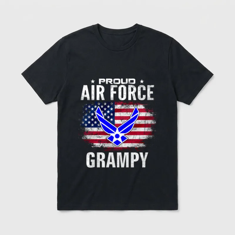 Grampy with American Flag for Proud T-Shirt – Classic T-Shirt in Black