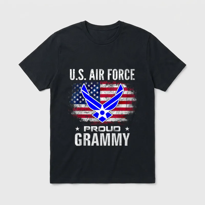 Proud Grammy with American Flag Veteran T-Shirt – Classic T-Shirt in Black