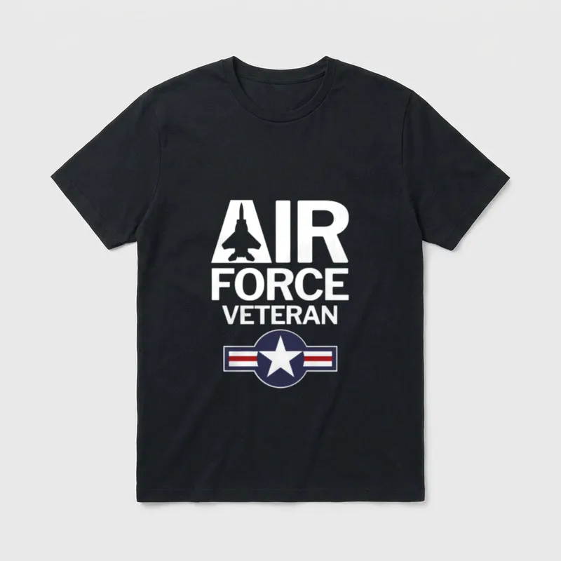 Air Force Veteran with F15 Jet T-Shirt – Classic T-Shirt in Black