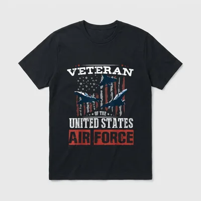 Proud US Air Force Veteran Patriotic T-Shirt – Classic T-Shirt in Black
