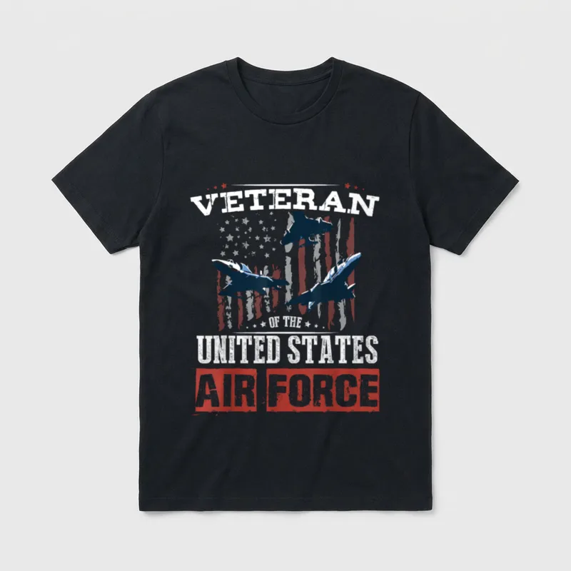 Proud US Air Force Veteran Patriotic T-Shirt – Classic T-Shirt in Black