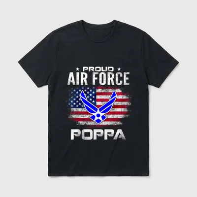 Proud Air Force Poppa with American T-Shirt – Classic T-Shirt in Black