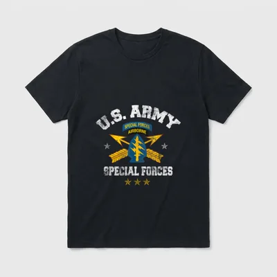 Special Forces Airborne Veteran T-Shirt – U.S. ARMY text with Special Forces insignia – Classic T-Shirt in Black