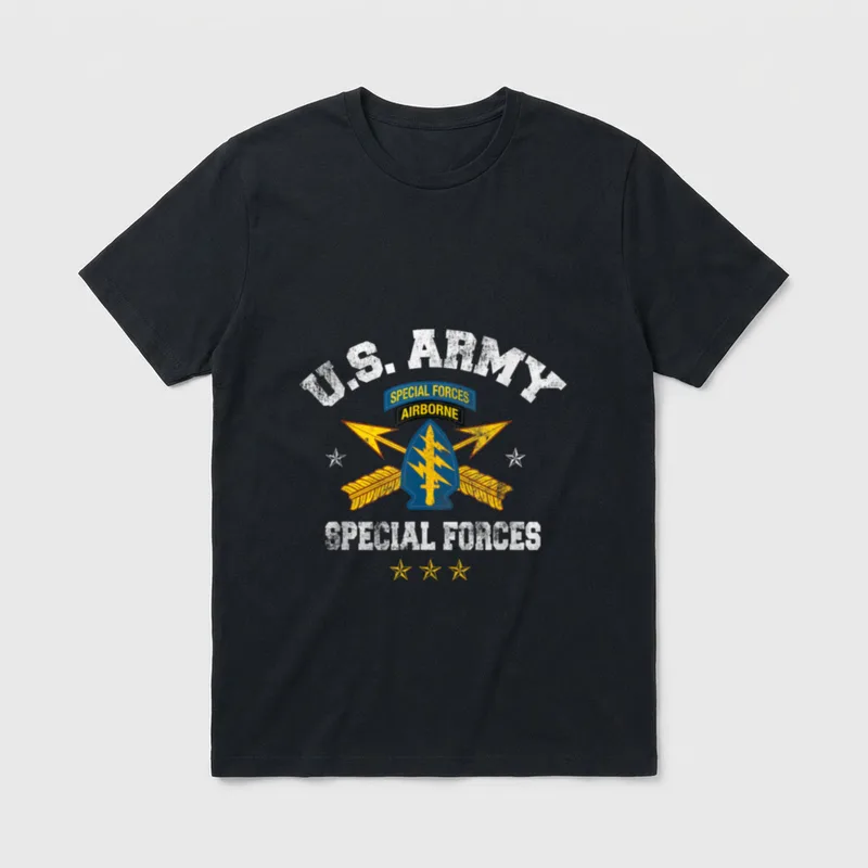 Special Forces Airborne Veteran T-Shirt – U.S. ARMY text with Special Forces insignia – Classic T-Shirt in Black