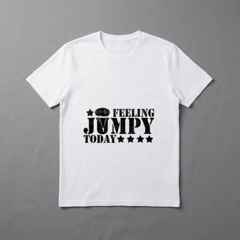 Army Skydiver Military T-Shirt – Feeling Jumpy Today with parachute and stars – Classic T-Shirt in Black