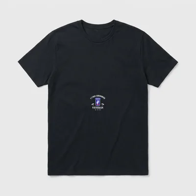 173rd Airborne Flag T-Shirt – 173RD AIRBORNE VETERAN text with unit patch and parachutes – Classic T-Shirt in Black