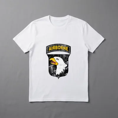 Army Paratrooper Veteran Flag T-Shirt – "AIRBORNE" with 101st Airborne Division eagle emblem – Classic T-Shirt in Black
