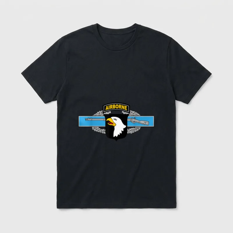 Combat Infantryman Badge Army T-Shirt – AIRBORNE text above eagle head and military patch design – Classic T-Shirt in Black