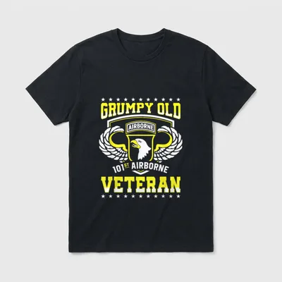 Grumpy Army Airborne Veteran T-Shirt – Classic T-Shirt in Black