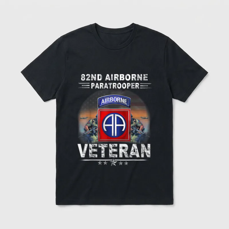 Paratrooper Veteran American Flag T-Shirt – Classic T-Shirt in Black