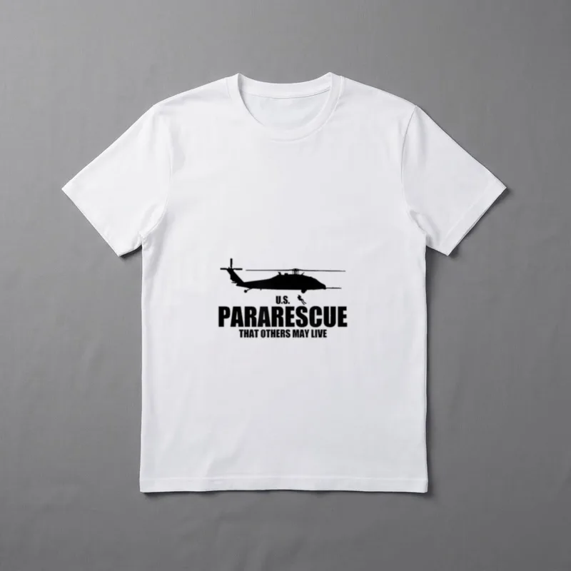 US Pararescue Veteran T-Shirt – Helicopter silhouette with U.S. Pararescue text and motto – Classic T-Shirt in Black