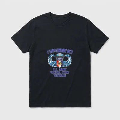 th Airborne BCT Veteran T-Shirt – 1/509th Airborne BCT unit insignia with wings and parachute – Classic T-Shirt in Black