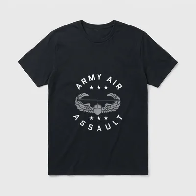 Air Assault Badge Military T-Shirt – Army Air Assault badge with winged helicopter and stars – Classic T-Shirt in Black