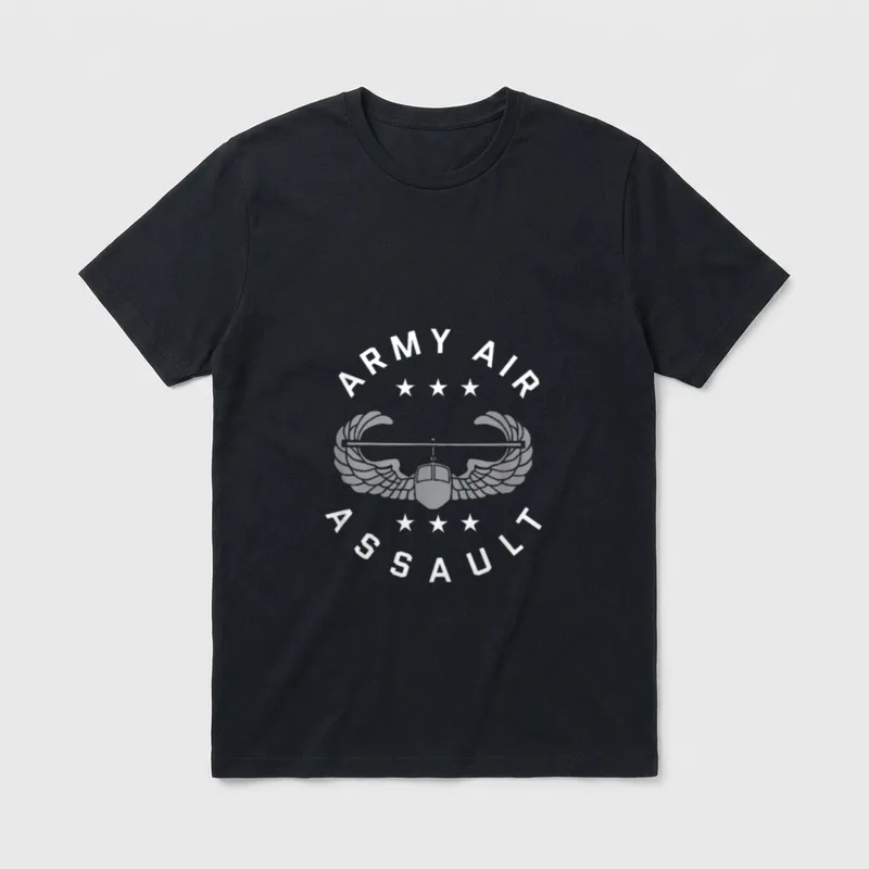 Air Assault Badge Military T-Shirt – Army Air Assault badge with winged helicopter and stars – Classic T-Shirt in Black