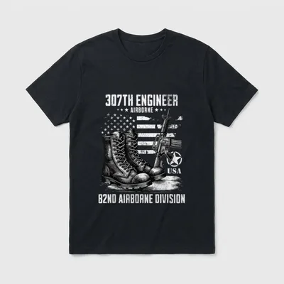 SoldierTees 307th Engineer Battalion 82nd Airborne T-Shirt – Classic T-Shirt in Black