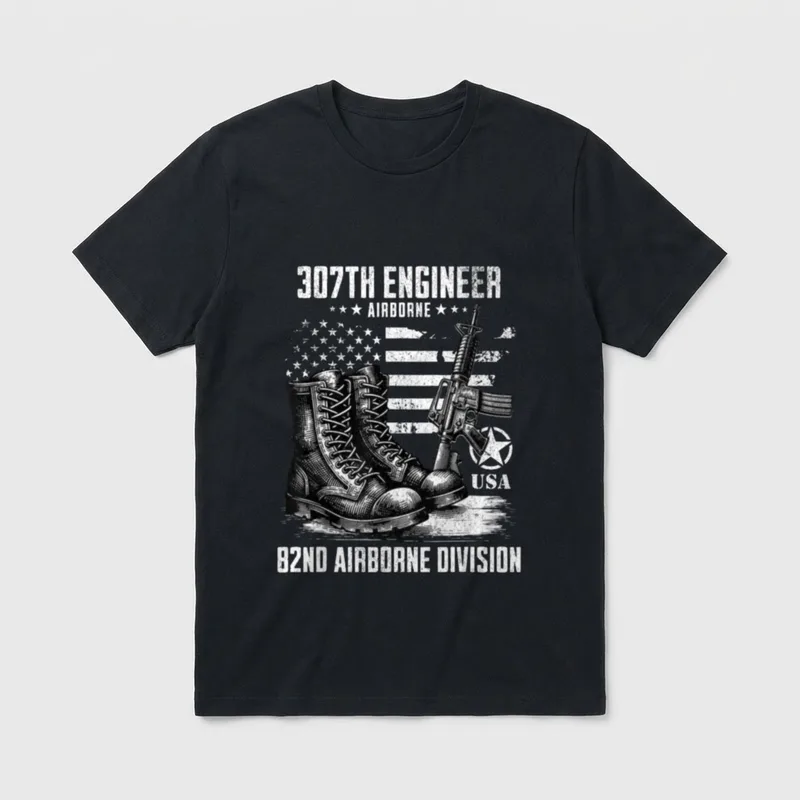SoldierTees 307th Engineer Battalion 82nd Airborne T-Shirt – Classic T-Shirt in Black