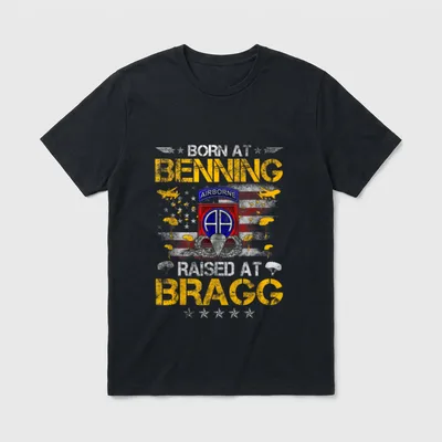 82nd Airborne Veteran Born at Ft T-Shirt – Classic T-Shirt in Black