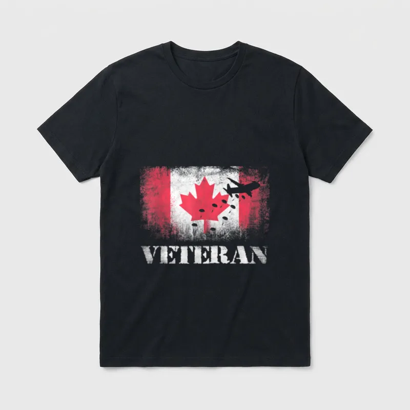 Paratrooper Veteran Canada Flag Airborne T-Shirt – Classic T-Shirt in Black