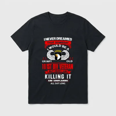 101st Airborne Division Grumpy Old Brave T-Shirt – Classic T-Shirt in Black