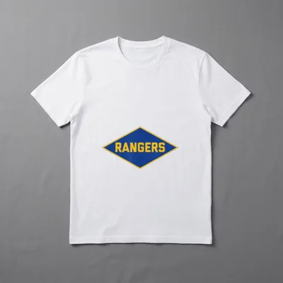 Vintage Airborne Veteran Soldier T-Shirt – Blue diamond patch with yellow RANGERS text border – Classic T-Shirt in Black