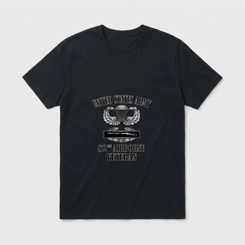 82nd Airborne Combat Veteran Front T-Shirt – Classic T-Shirt in Black