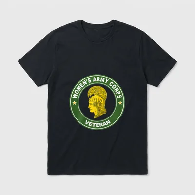 Women's Army Corps Veteran T-Shirt – Women's Army Corps Veteran seal with yellow profile – Classic T-Shirt in Black