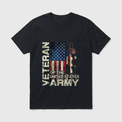 Distressed Flag Army Veteran T-Shirt – Classic T-Shirt in Black