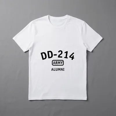 Army Veteran DD-214 T-Shirt – DD-214 ARMY ALUMNI text with ARMY in a rounded rectangle badge – Classic T-Shirt in Black