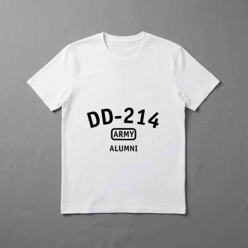 Army Veteran DD-214 T-Shirt – DD-214 ARMY ALUMNI text with ARMY in a rounded rectangle badge – Classic T-Shirt in Black