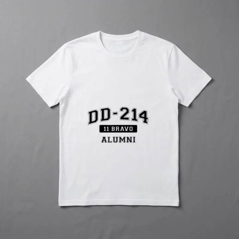 DD-214 US Army Veteran T-Shirt – DD-214 with 11 BRAVO and ALUMNI lettering – Classic T-Shirt in Black