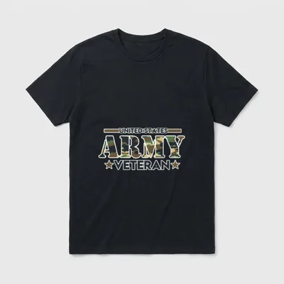 Army Veteran T-Shirt – UNITED STATES ARMY VETERAN with camouflage-filled ARMY lettering – Classic T-Shirt in Black