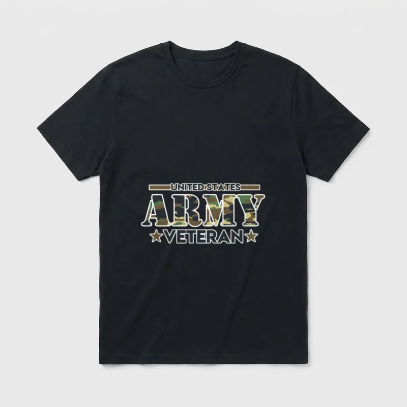 Army Veteran T-Shirt – UNITED STATES ARMY VETERAN with camouflage-filled ARMY lettering – Classic T-Shirt in Black