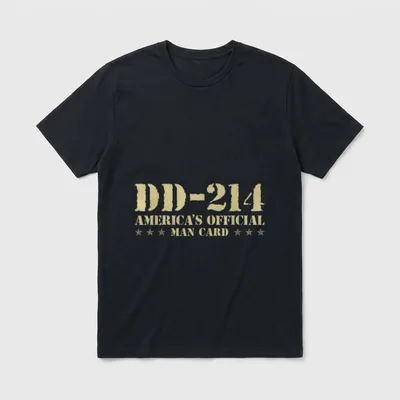 DD-214 Veteran Man Card T-Shirt – DD-214 AMERICA'S OFFICIAL MAN CARD with stars – Classic T-Shirt in Black