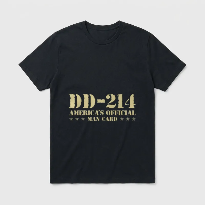 DD-214 Veteran Man Card T-Shirt – DD-214 AMERICA'S OFFICIAL MAN CARD with stars – Classic T-Shirt in Black