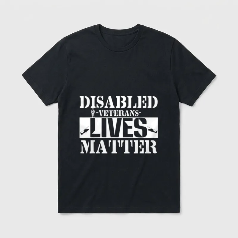 Disabled Army Veteran T-Shirt – DISABLED -VETERANS- LIVES MATTER with military imagery – Classic T-Shirt in Black