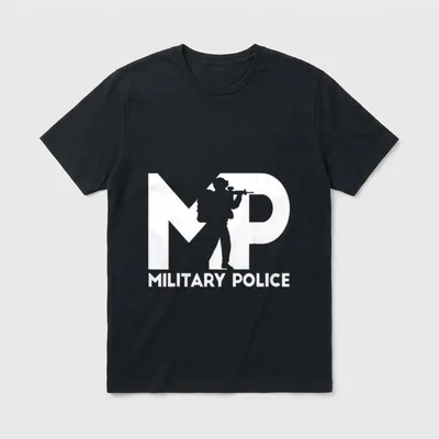 Army MP Law Enforcement T-Shirt – MP letters with Military Police silhouette and text – Classic T-Shirt in Black