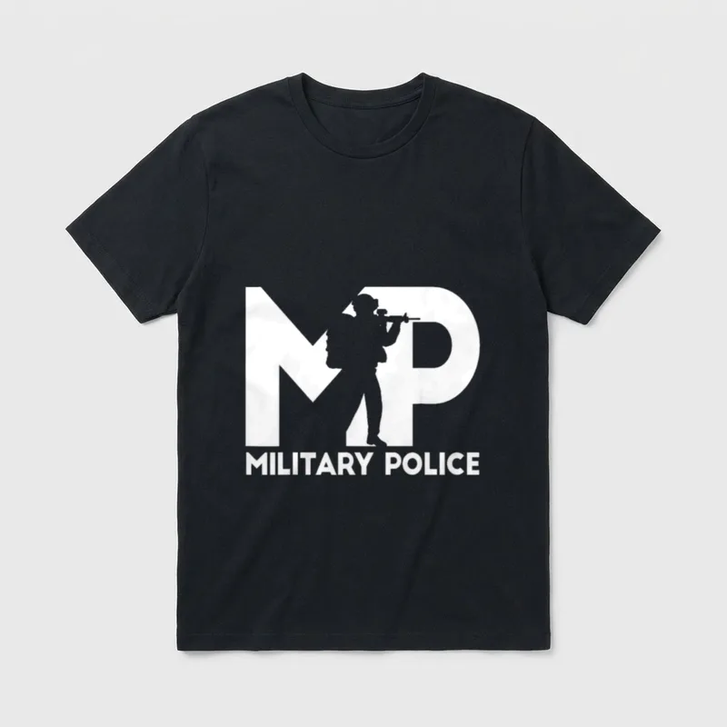 Army MP Law Enforcement T-Shirt – MP letters with Military Police silhouette and text – Classic T-Shirt in Black